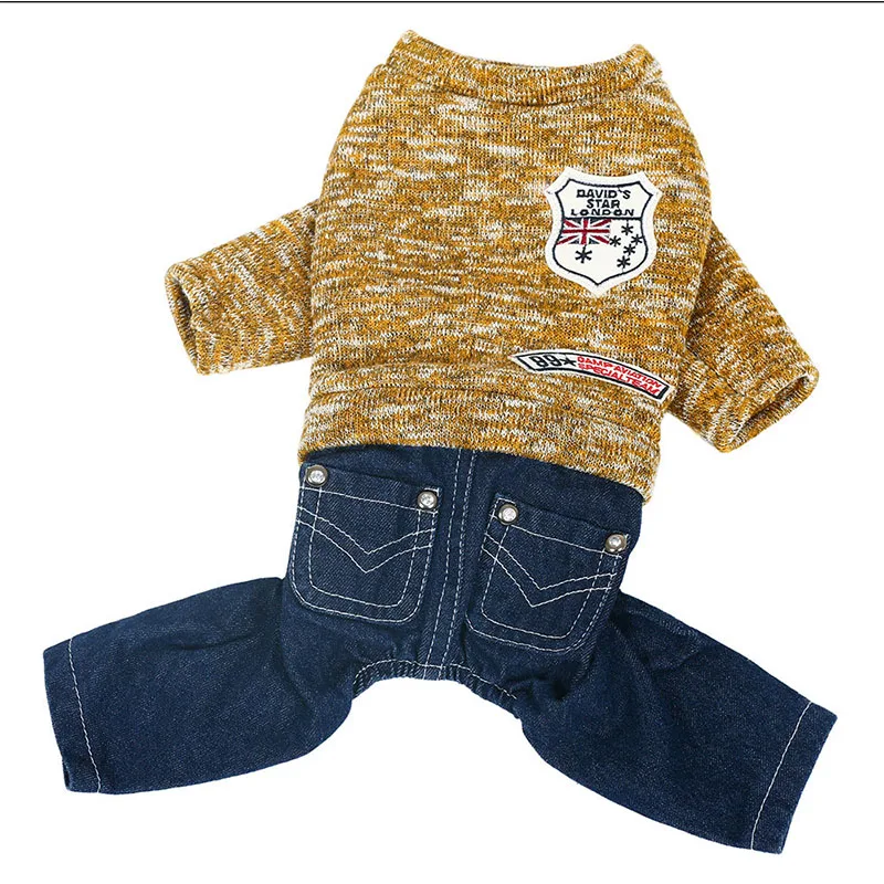 Cute yellow Pet dog cat sweater shirt winter warm knitted crochet coat clothing for chihuahua clothes |