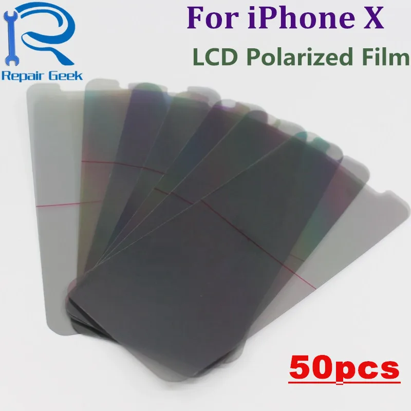 

50pcs/Lot LCD Polarizer Polarization Light Film For iPhone X LCD Filter Polarizing Polaroider For IX IPX Replacement Parts