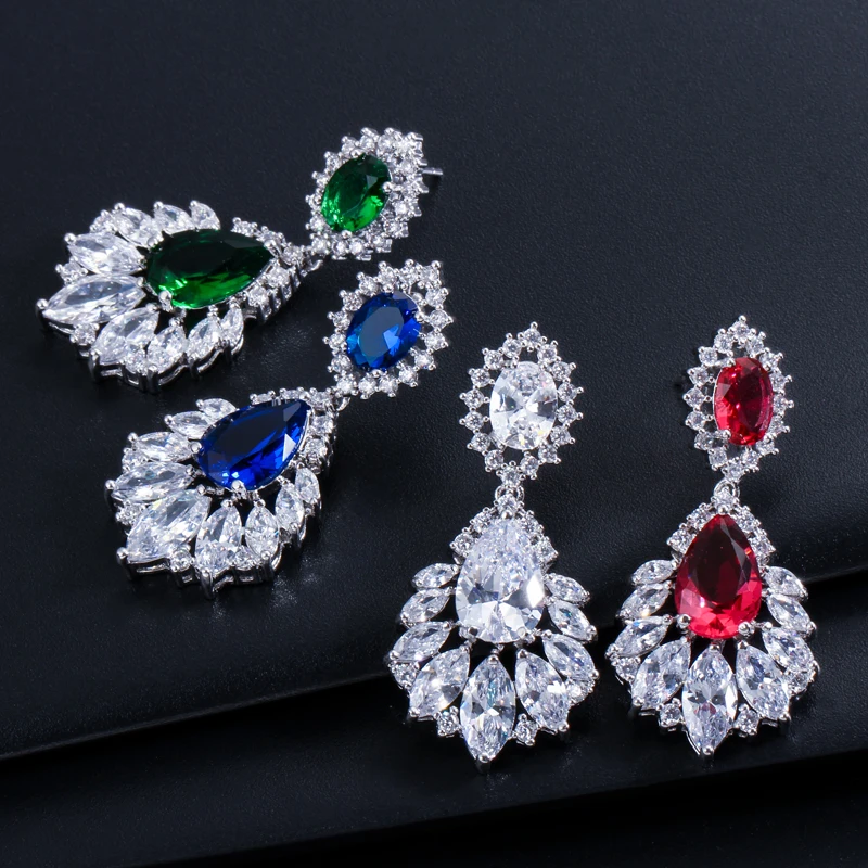 Женские винтажные серьги ThreeGraces длинные люстры серебряного цвета с фианитом и