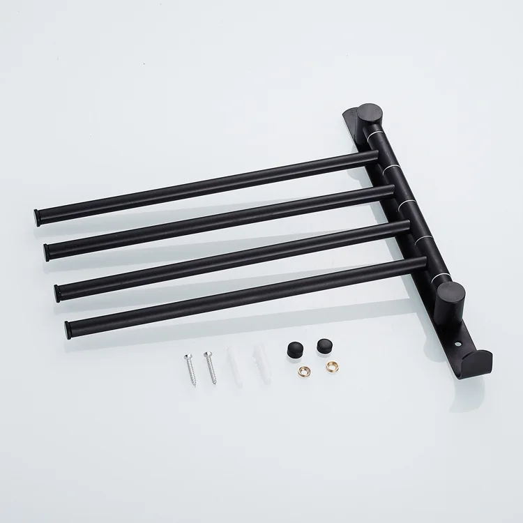 

Bronze stainless steel rotating Towel Rack folding activity towel bar Hanging Holder with Hooks 180 Rotation Movable Towel Bars