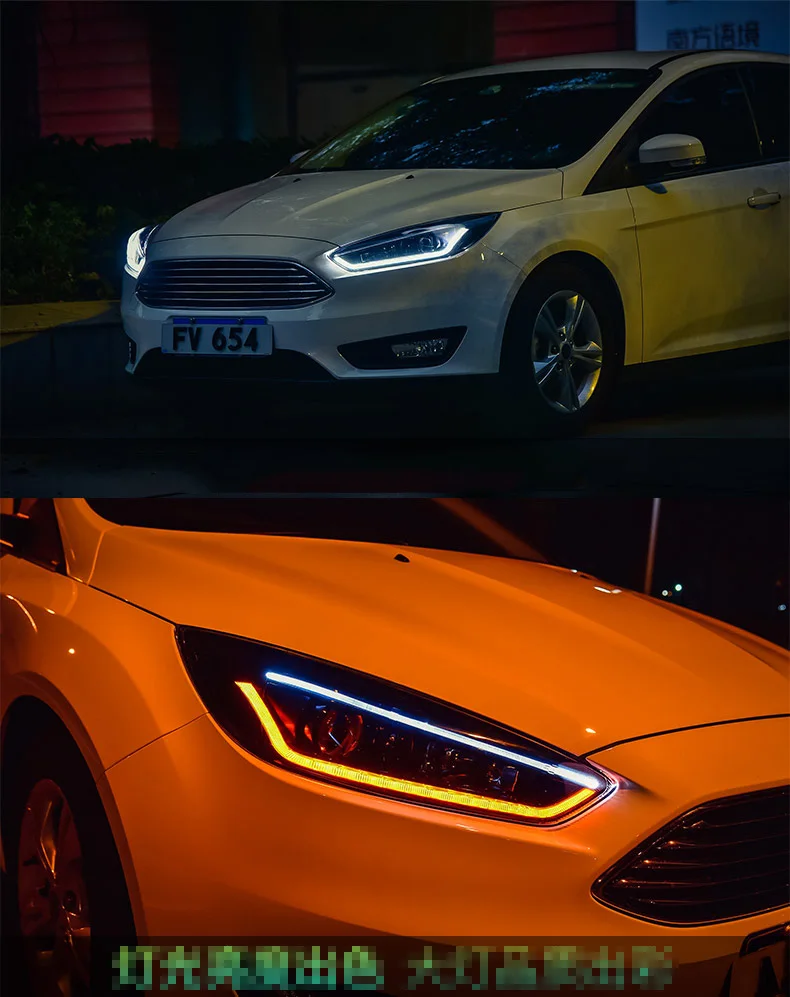 Автомобильный Стильный чехол для Ford Focus, фары, светодиодный фонарь, DRL Объектив, двойной луч, HID