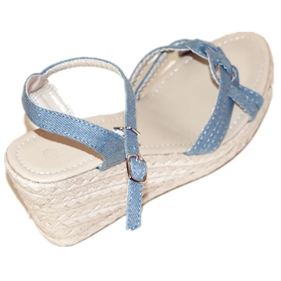 Летние женские сандалии на платформе с открытым носком женская обувь танкетке