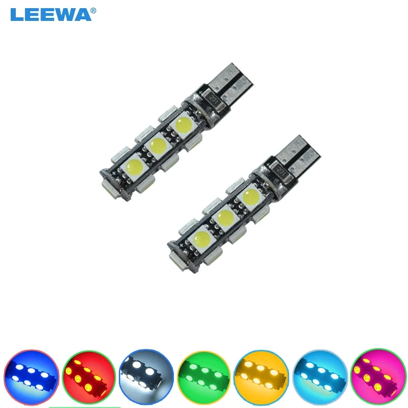 LEEWA 50 шт. Автомобильная T10 194/168 клиновидный 13-SMD 5050 светодиодсветильник лампа CANBUS