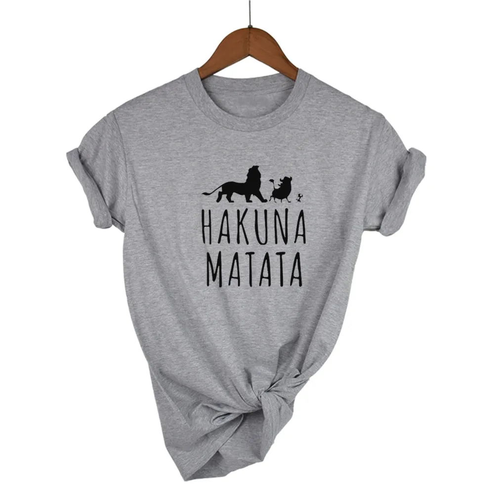 Hakuna Matata футболка с буквенным принтом Homme Летняя женская футболка с коротким рукавом размера плюс Женский Повседневный Топ из хлопка