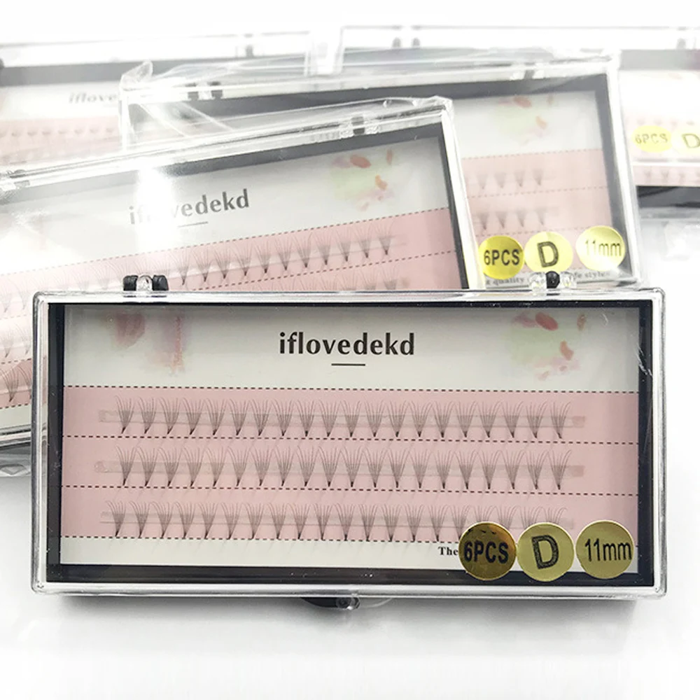 

6PCS style individual eyelash lashes synthetic fake mink soft natural long lashes C D curl 0.1mmThickness 0.8/0.9/1mm Length