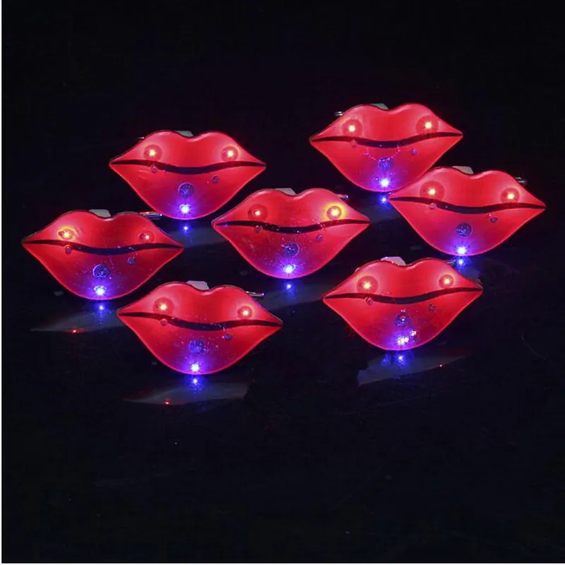 LED Flashing Red Lips Brooch Women Girls Dance Glow Party Drees Jewelry Badge Decoration wedding birthday Christmas Xmas|decorative