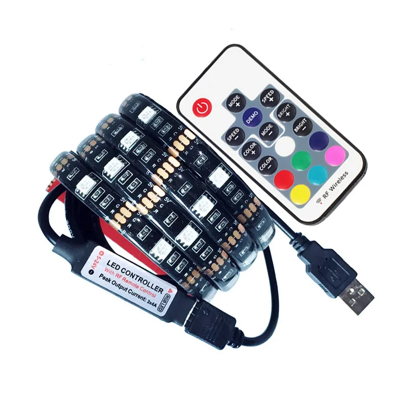 DC5V USB Светодиодная лента 5050 RGB гибкий свет 1 м 2 ТВ фоновое освещение клейкая IP20/IP65
