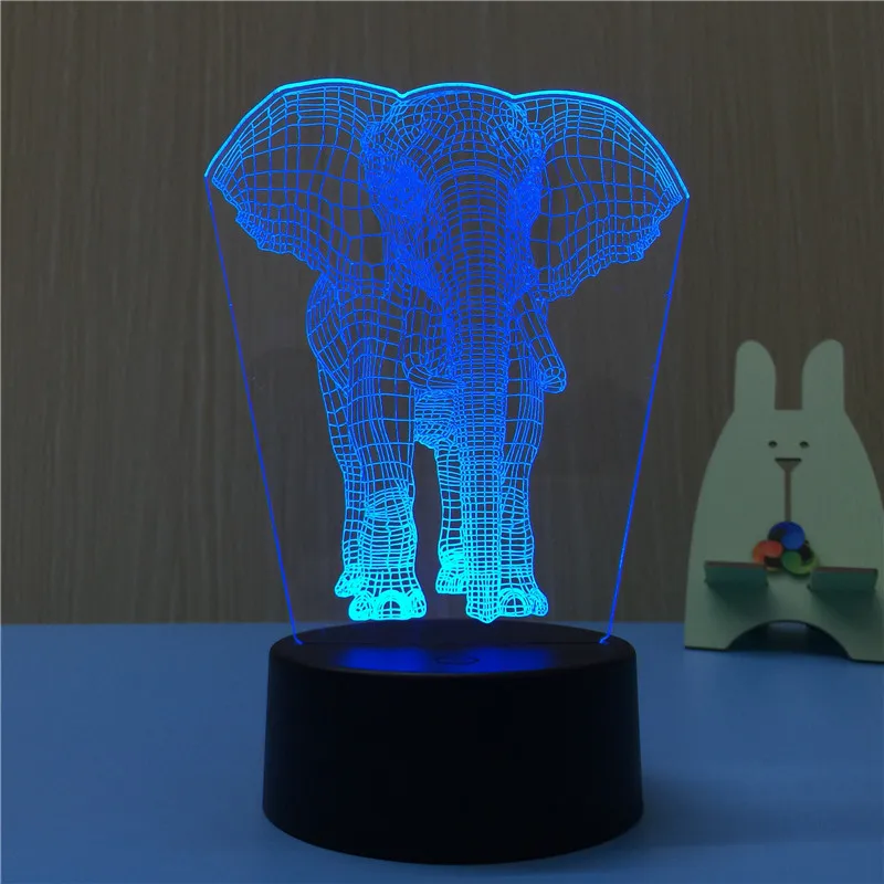 

Lovely Elephant Night Light 3 Color Changing 3D LED Lamp Party Decor Wedding Decor Kids Gift Red Blue Purple Color EU US Plug