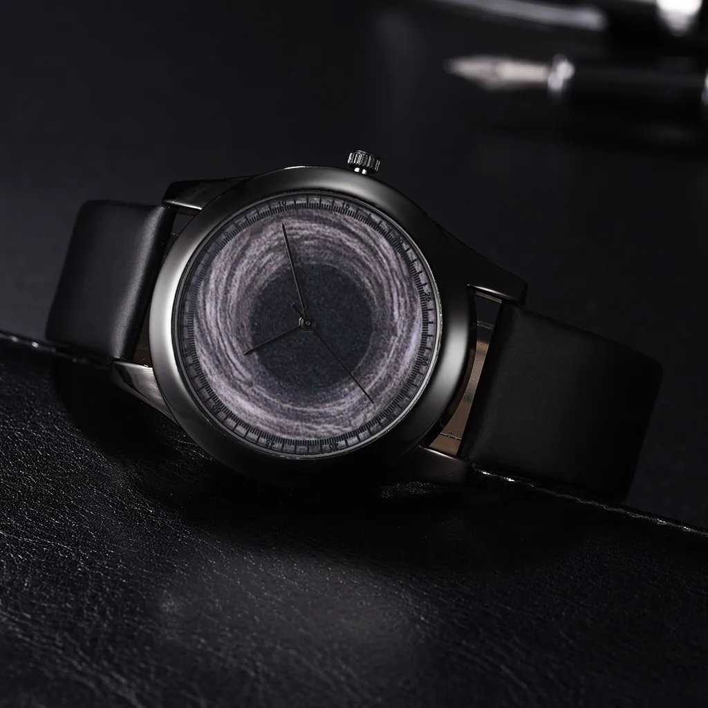 Женские часы с ремешком Vortex Роскошные Кварцевые большим циферблатом и черным