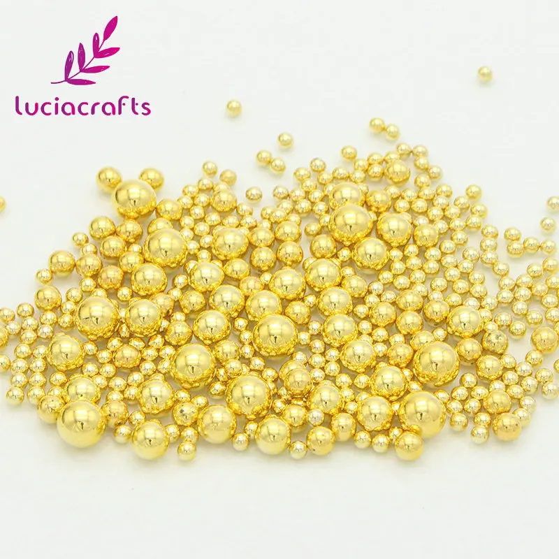 Lucia Crafts 4/6/8/10 мм смешаны в случайном порядке, нет отверстия имитация жемчуга Круглой Формы Свободные Бисер для одежды собственными руками Сделай Сам аксессуары 20 г/лот E0906 - Цвет: Gold