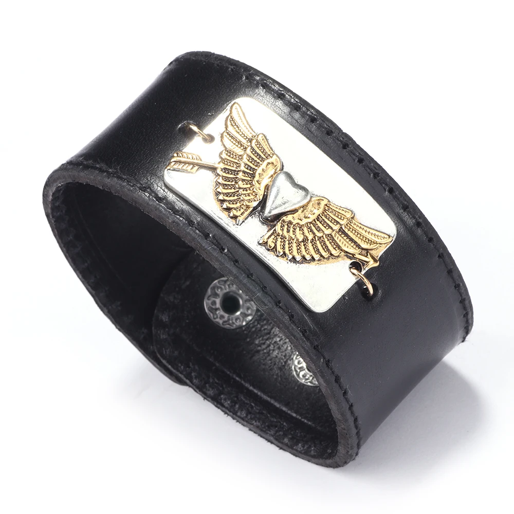 

2019 New Simple Heart Design Brown/Black Leather Chain Bracelets For Women Men Charm Bangles Wholesale Party gift