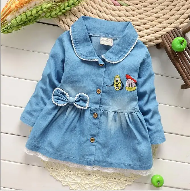 Girl dress 2016 brand toddler girl vintage denim long-sleeved baby princess children clothing | Детская одежда и обувь
