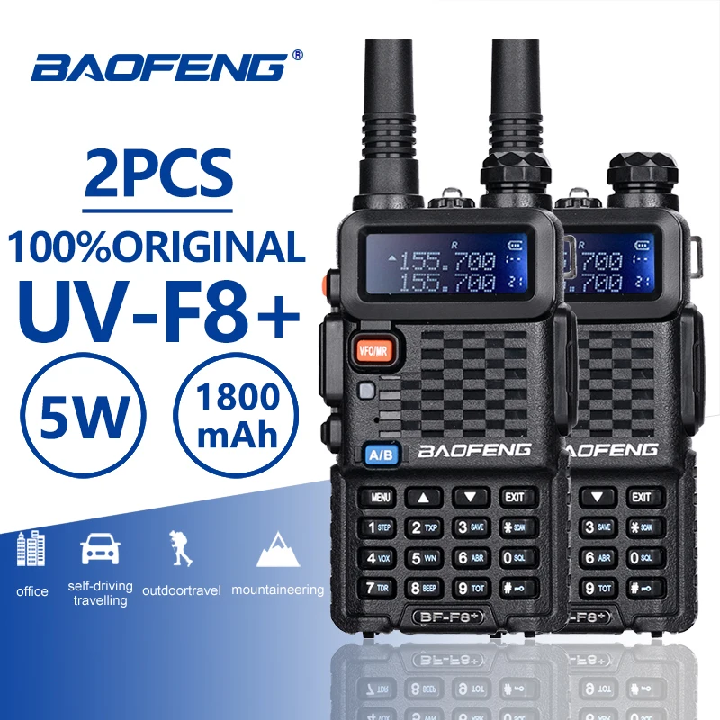 2pcs Baofeng BF-F8+ UHF VHF Hunting Walkie Talkie F8+ PTT Earphone Portable Woki Toki Hotel CB Radio Station Ham HF Transceiver