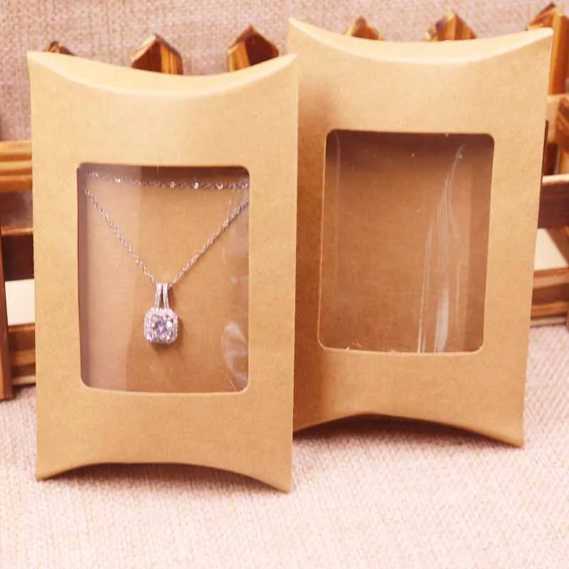 20 шт 2018 DIY крафт-бумага окно подушка коробка ожерелье дисплей ювелирных изделий