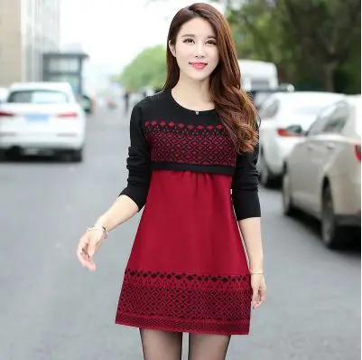 2015 осень и зима женский средней длины цельный свитер основной платье тонкие