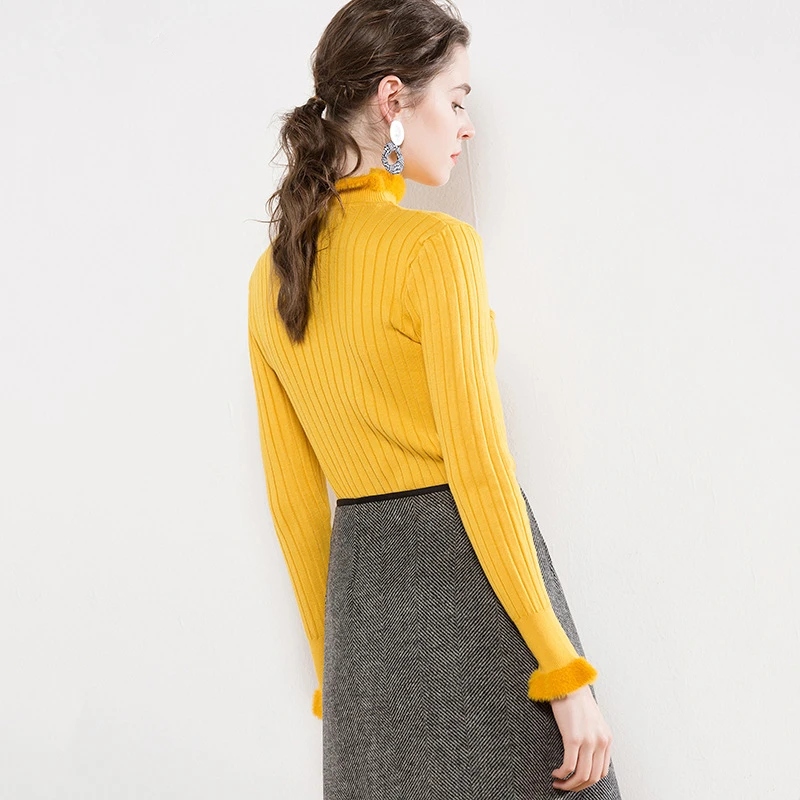 Autumn winter 2018 women sweater pullovers knitted half turtleneck solid color long sleeve slim fashion casual jumpers clothing | Женская