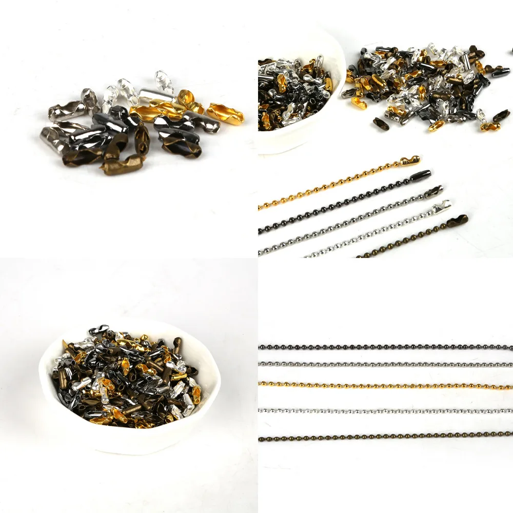 

New 200pcs 5m/lot Ball Chain Connectors Clasps Gold/Silver/Black Color Copper Connectors For DIY Jewelry Making Wholesale