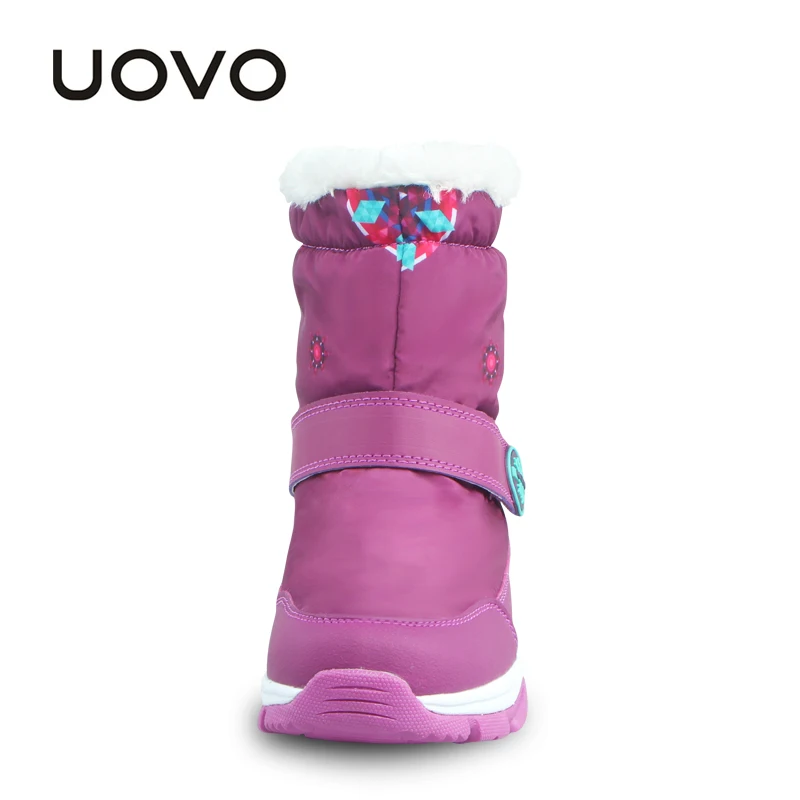 UOVO/сапоги для девочек; фиолетовые детские зимние сапоги; водонепроницаемые детские сапоги; теплая зимняя обувь для девочек
