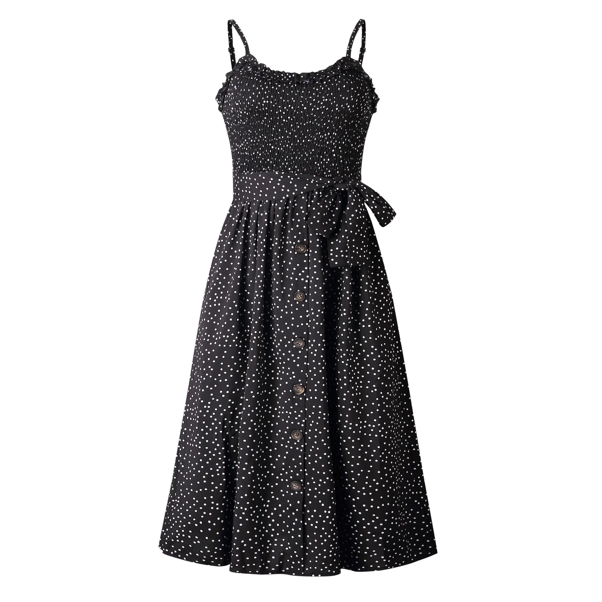 

ZOGAA 2019 Women Strapless Dress Sexy Sleeveless Wave Point Ruffle Tie Button Female Bohemian Beach Party Dresses