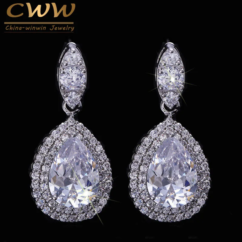 Женские серьги подвески с фианитами класса ААА CZ071|earrings for|dropping earrings for womendrop |