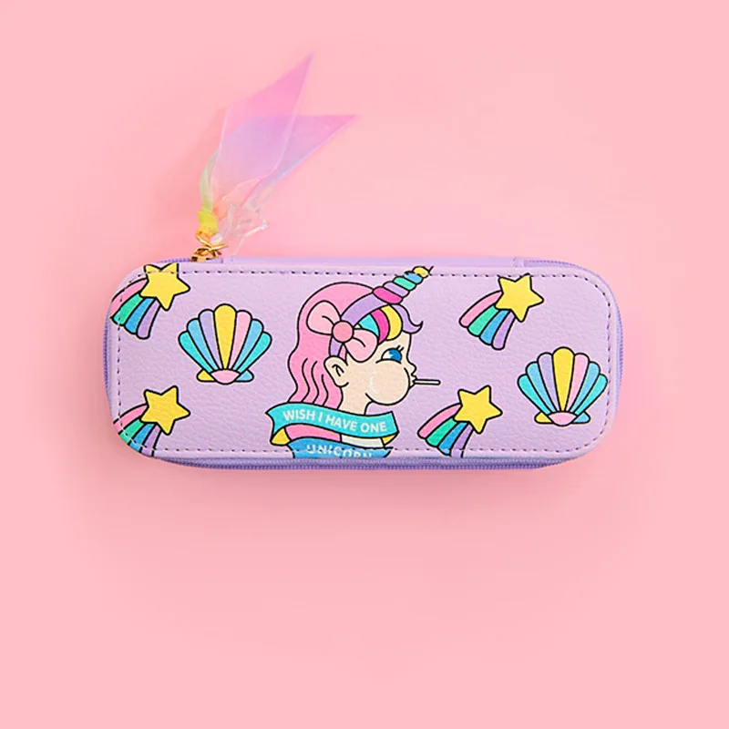 purple Новинка Bentoy косметичка из ПУ очки чехлы для очков мультфильм живопись очки чехол для девочек ювелирные изделия Канцтовары коробка для хранения - Цвет: purple