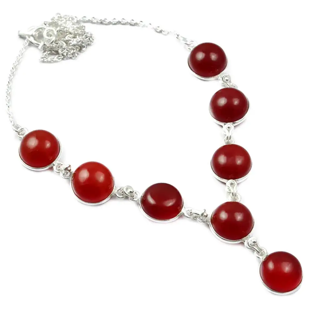 

Genunie Carnelian Necklace 925 Sterling Silver, 47 cm, MHBNE0145