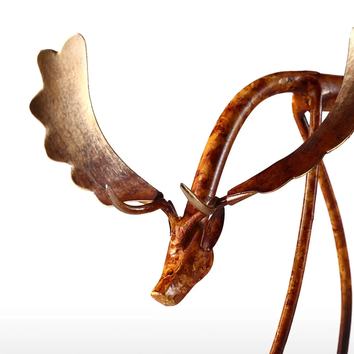 Tooarts Металлическая статуэтка головы лося для домашнего декора в