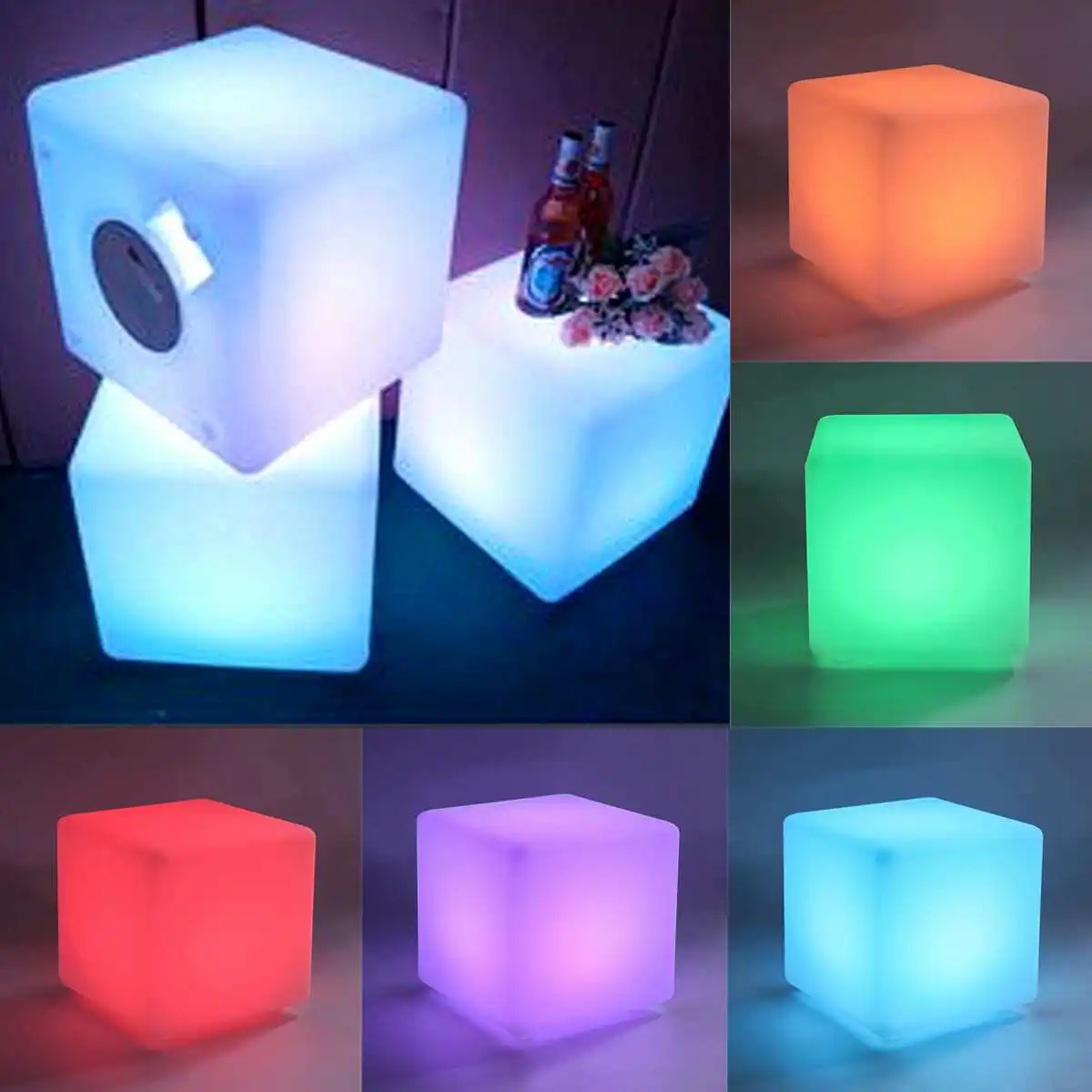 Новейший 20 см RGB светодиодный светильник куб сиденье стул водонепроницаемый