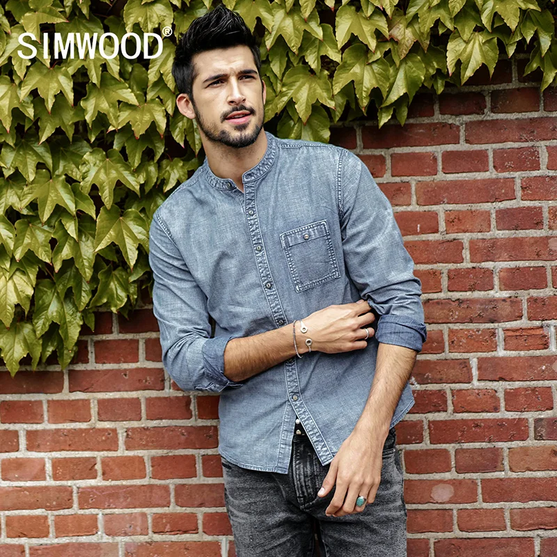 SIMWOOD Мода 2019 г. весенние Рубашки известный бренд 100% хлопок с длинным рукавом