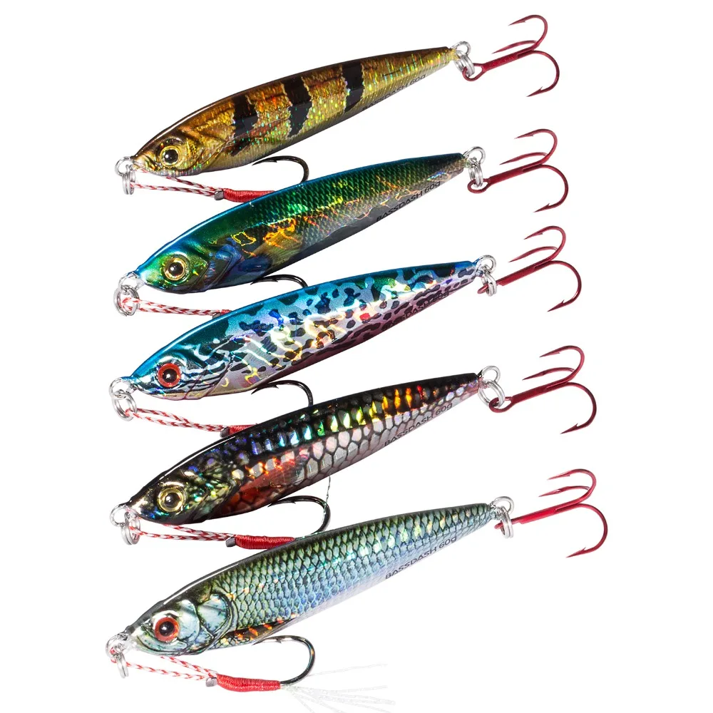 Приманки Bassdash Shadow с крючками VMC 40/60 г для морской и пресноводной рыбалки 5 шт. в