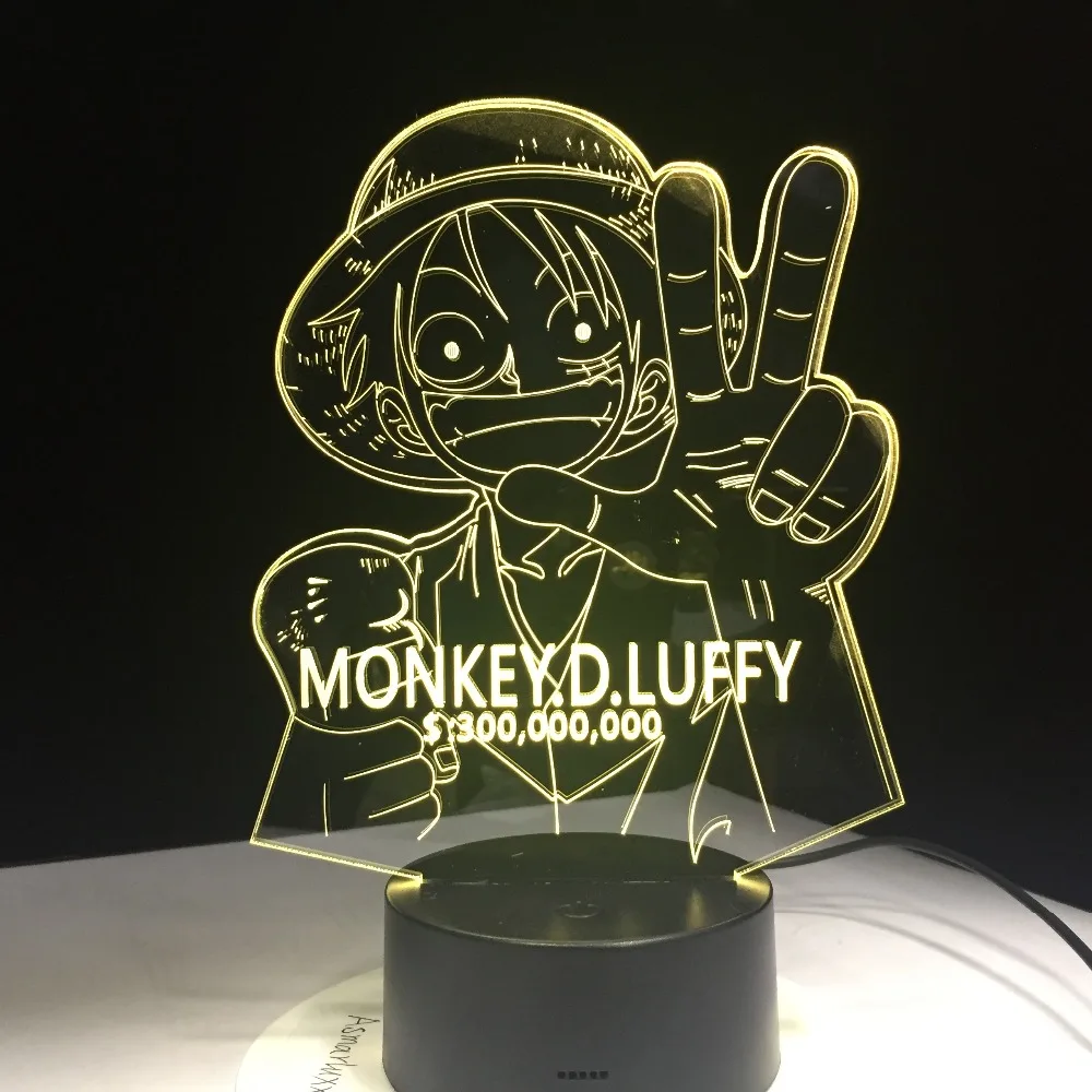 Обезьянка д. Luffy 3D светодиодный сенсорный переключатель ночной Светильник