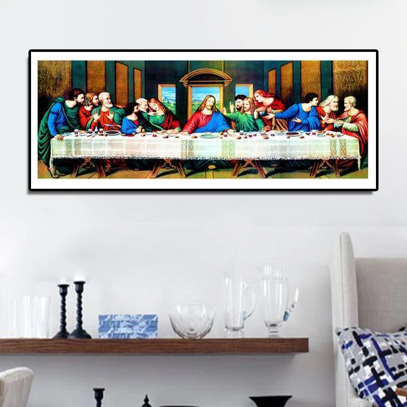 Diy 5D Round Diamond Embroidery Christian Jesus Religious 75*25 Cm The Last Supper Draws A Cross Stitch.LUOVIZEM L050 | Дом и сад