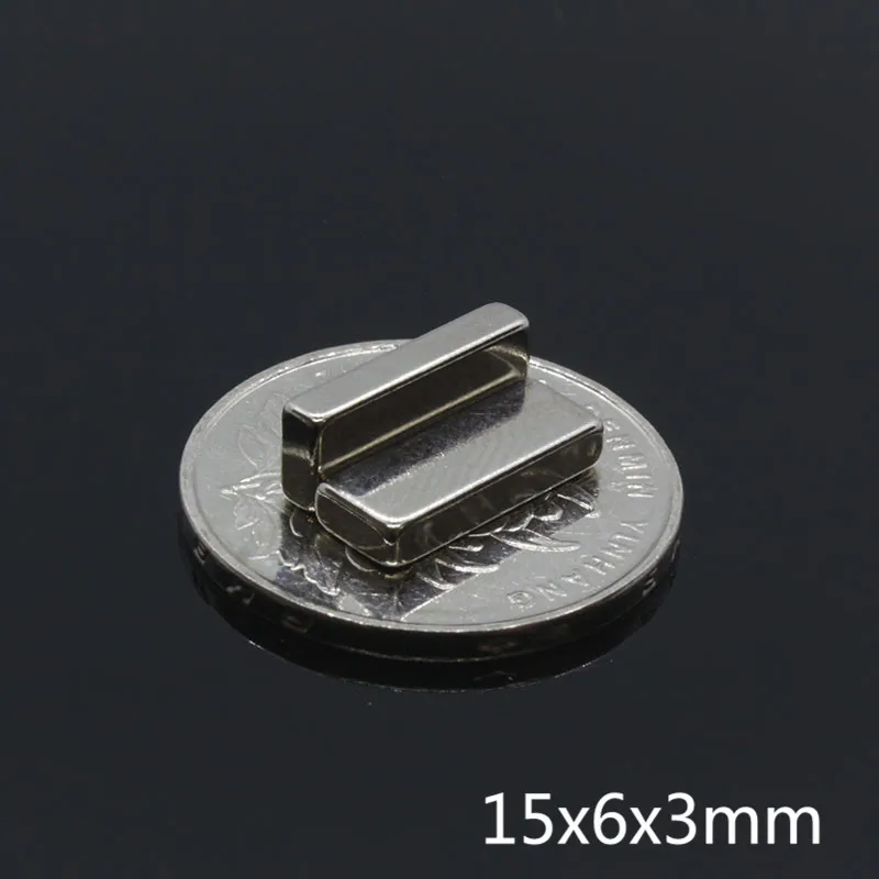 100 шт. 15x6x3 мм Блок N35 Супер мощный постоянный магнит NdFeB кубовидные Редкоземельные