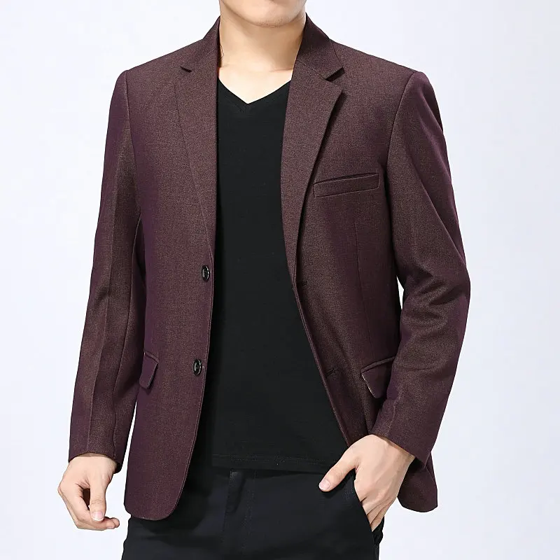 WAEOLSA Man Smart Casual Blazer Wine Red Navy Blue Jacket Suits Men Slim Fit Blazers Spring Autumn Suit Coat Blazer Masculino XL - Цвет: wine red Blazer