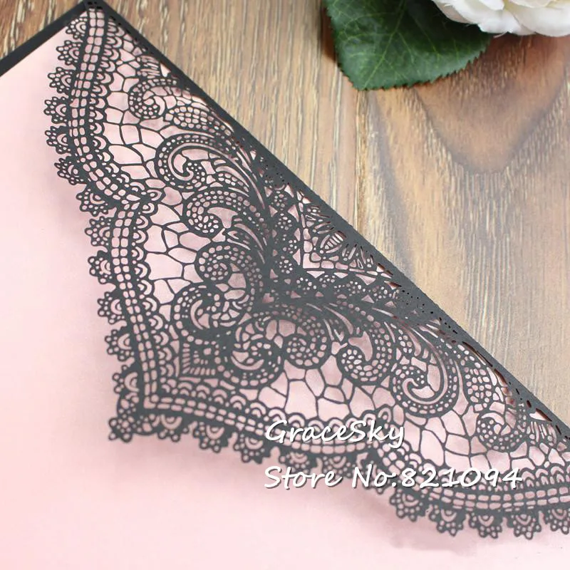 Свадебные пригласительные открытки на день рождения с лазерной резкой кружевной