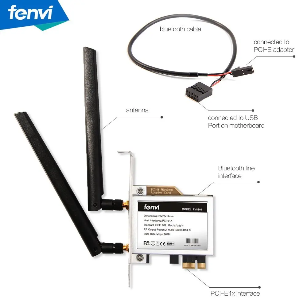 Настольный двухдиапазонный 1200 Мбит/с 802.11ac 7260NGW AC1200 беспроводной PCI E Wifi Bluetooth карта