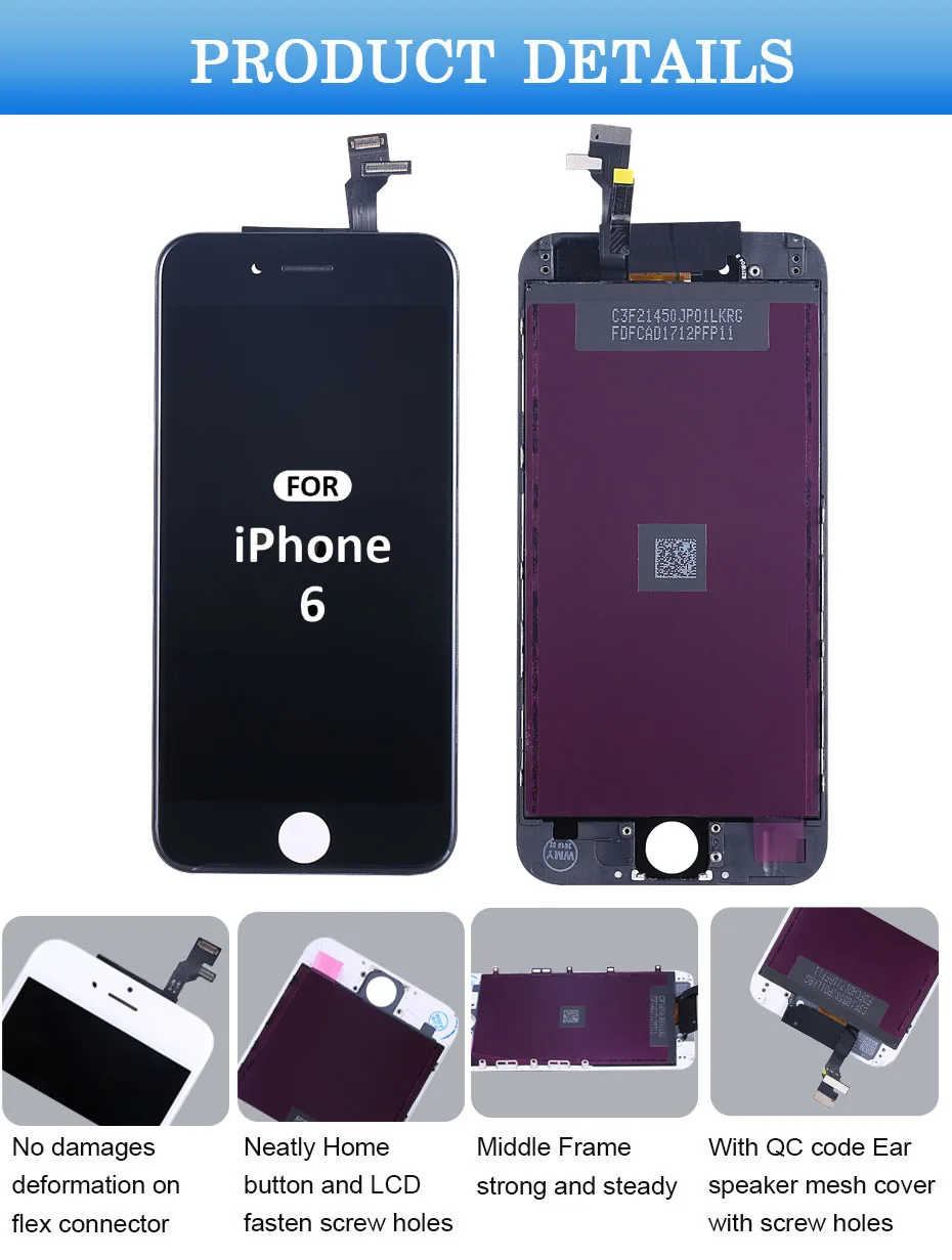 10 шт./лот Класс AAA 4," для IPhone 6 6G ЖК-дисплей Экран дисплея сенсорный дигитайзер DHL I6G-W
