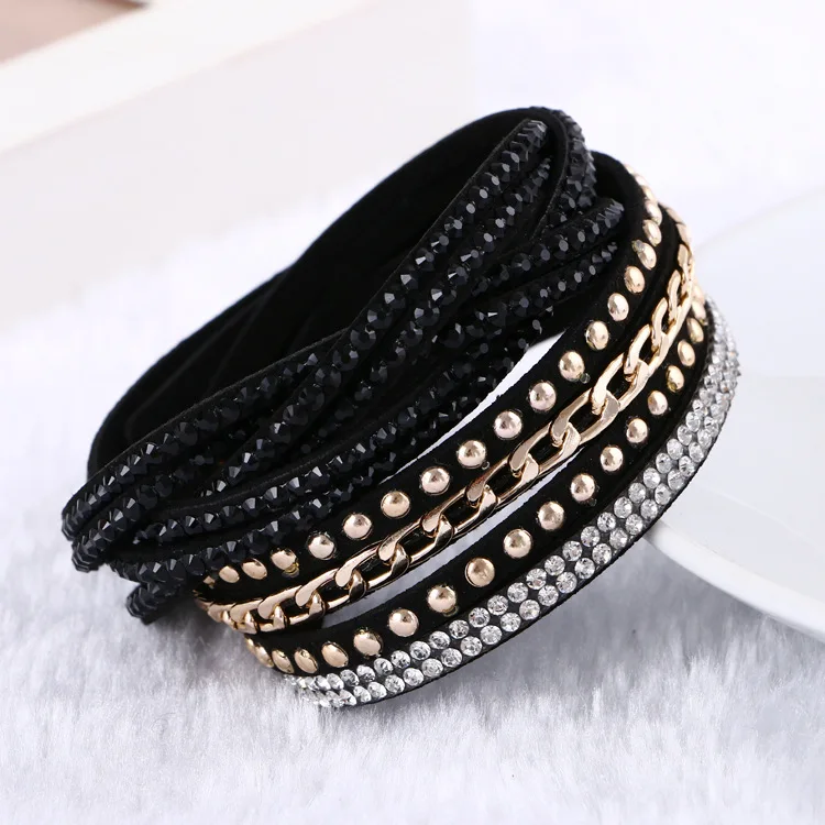 New Fashion leather bracelet Punk Style Multilayer Bracelets &amp Bangles Rivet Bracelet For Women pulseras Best Gifts 2016 Hot | Украшения
