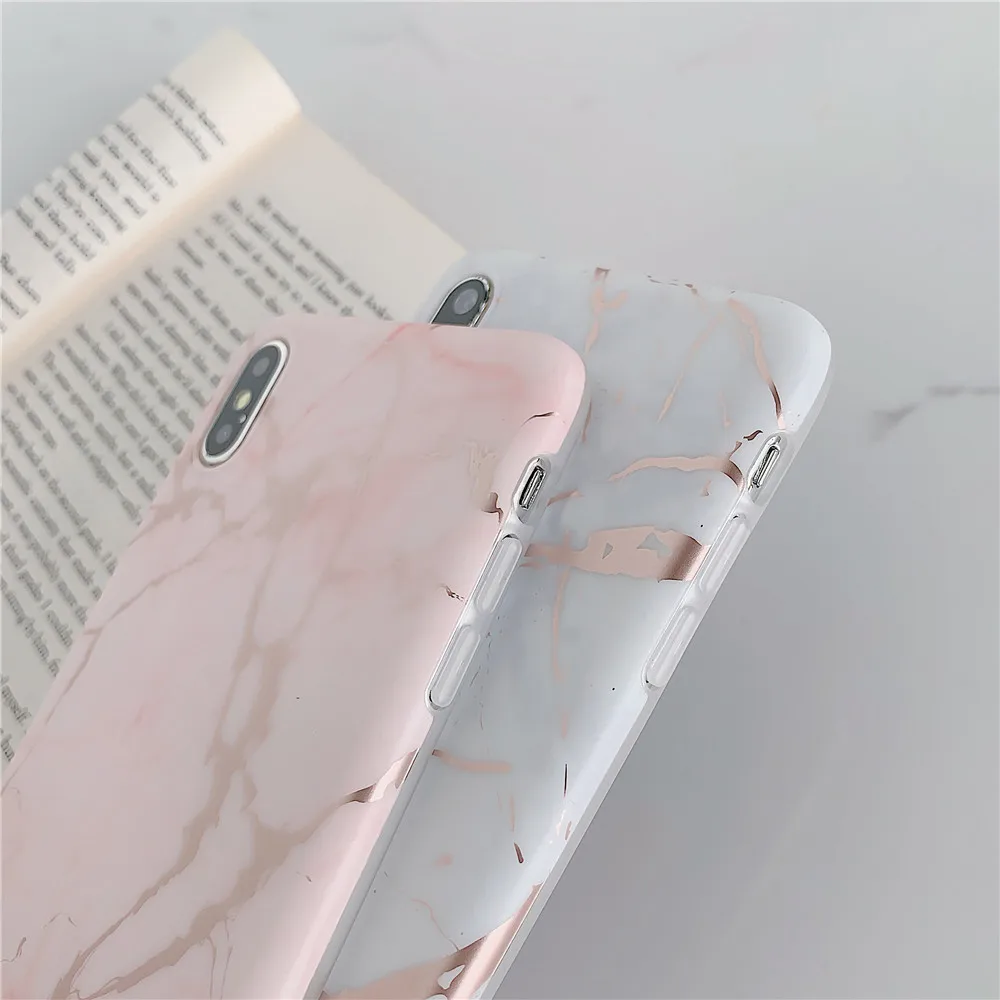 Для iPhone 8 7 6s 6 Plus X Мягкий ТПУ силиконовый чехол с мраморным рисунком