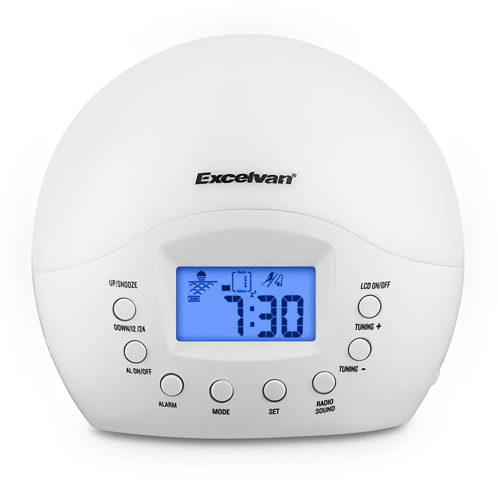 Excelvan Wake Up Light с восхода моделирования Будильник FM Радио светодиодные часы