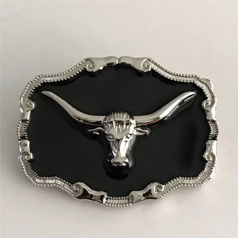 

Exquisite Bull Black Mirror Metal Belt Buckle Cowboy Buckles Fit 4cm Wide Belt Man,women Clothes Pants Accessories