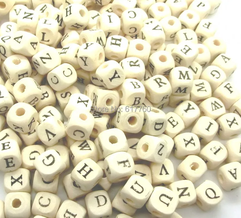 Бесплатная shipping-300PCs натуральный квадратный Алфавит/буква &quotA-Z&quot кубические