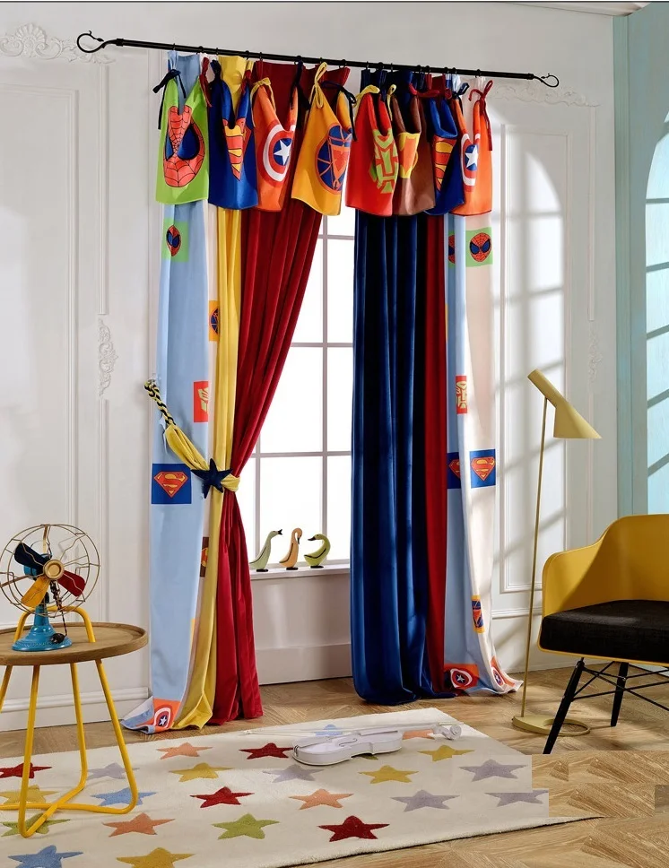 Занавески с героями мультфильмов затемняющие шторы из мягкой ворсовой ткани