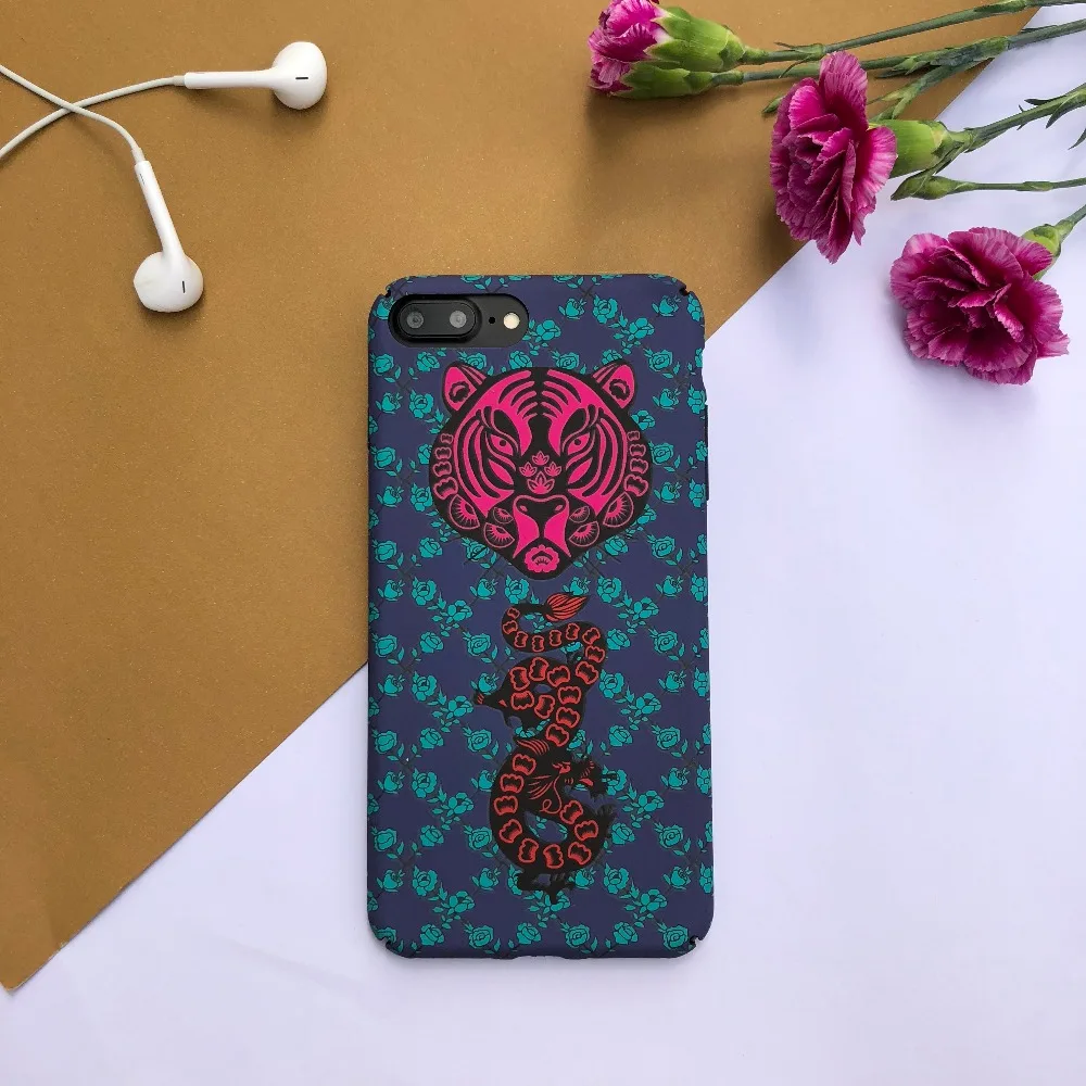ORYKSZ For iphone 7 Case Vintage Tiger Flowers Patterned Silicone Phone x 6S 6 8 Plus Cover Coque Capa Shell |