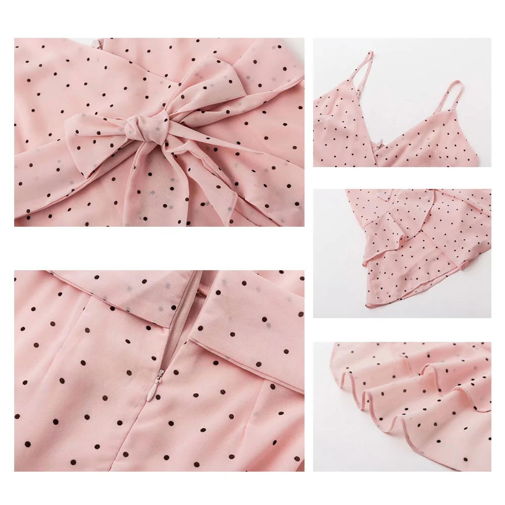 

Pink Summer Dress Fashion Women Ruffles Chiffhon Beach Female Dresses Spaghetti Strap Sexy Mini Beach Summer Dress Vestidos