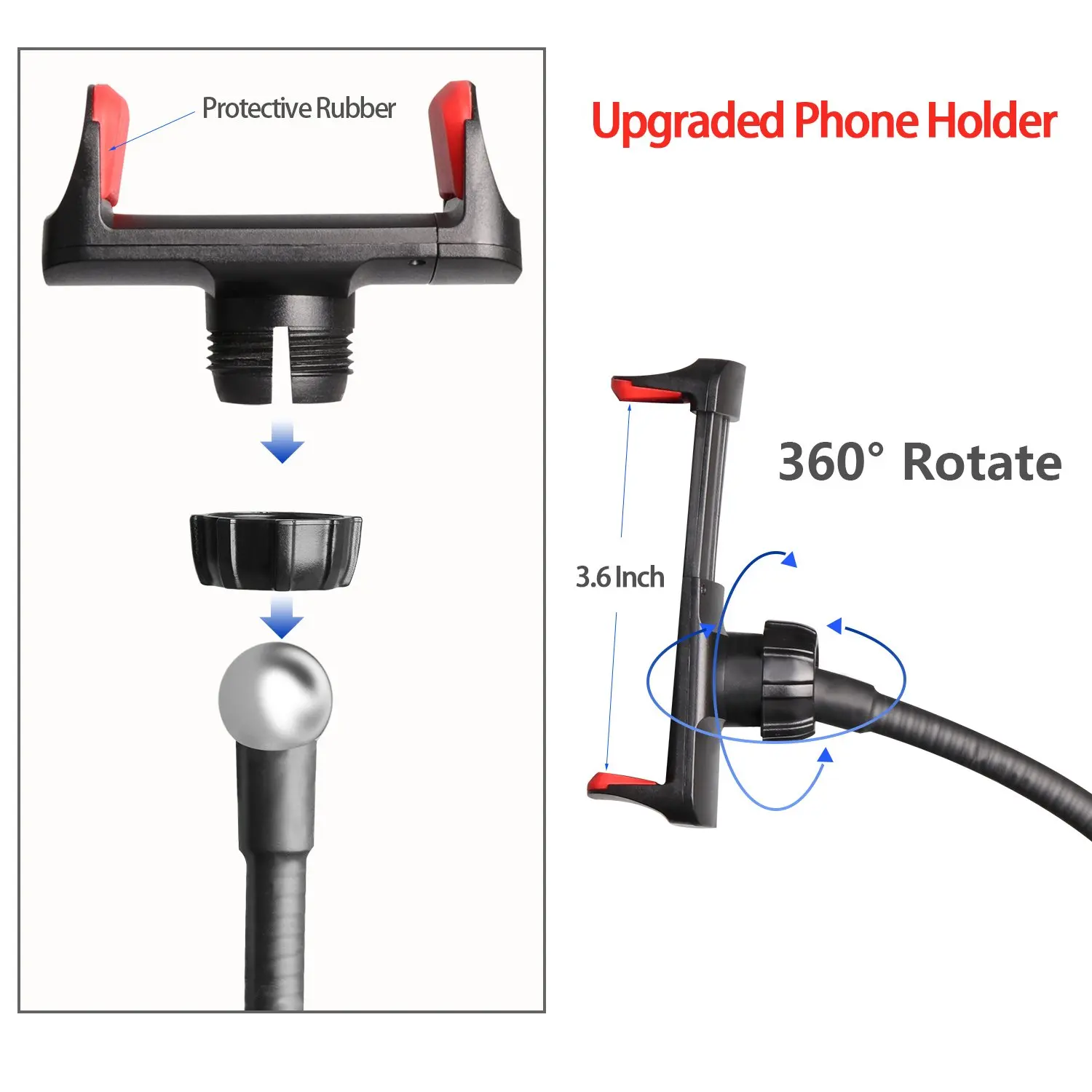 

Universal 2-in-1 Cell Lazy Phone Holder with LED Selfie Ring Light Live Stream for iPhone Phone Clip Bracket Desk Lamp Youtube