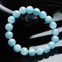 ice natural blue aquamarine bracelet women men party stretch crystal round bead stone bracelet 9mm 10mm 11mm 12mm aaaaa