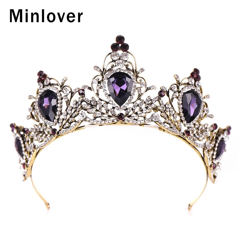 Minlover Elegant Baroque Vintage Bride Tiaras Crowns Women Wedding Hair Jewelry Accessories Crystal Diadem Pageant HG150 | Украшения и