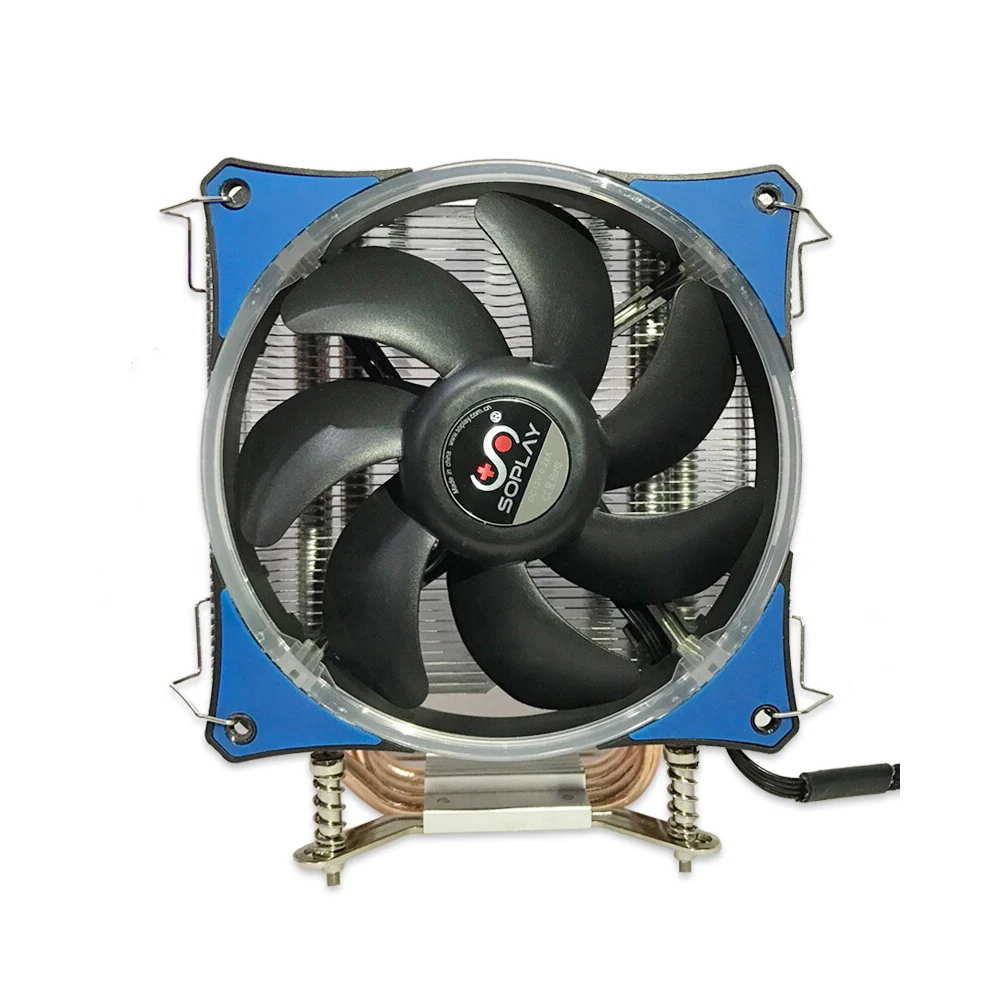 SOPLAY cpu Cooler 4pin 120 мм вентилятор кулер синий светодиодный RGB вентилятор ПК для Intel LGA 115X AMD все серии охлаждения процессора вентилятор радиатора