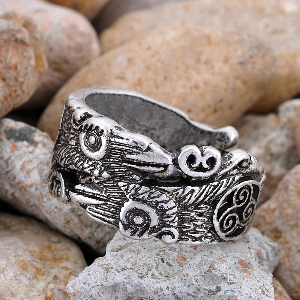 Viking Ravens Huginn Rings Celtic Crow Triskele Ring Men Scandinavian Odin's Buckle Anel Bague |